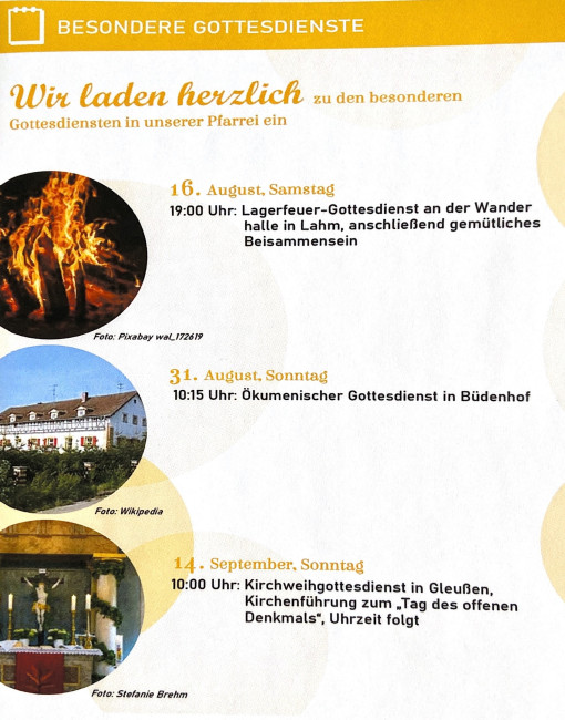 Besondere Gottesdienste in der Pfarrei Itzgrund